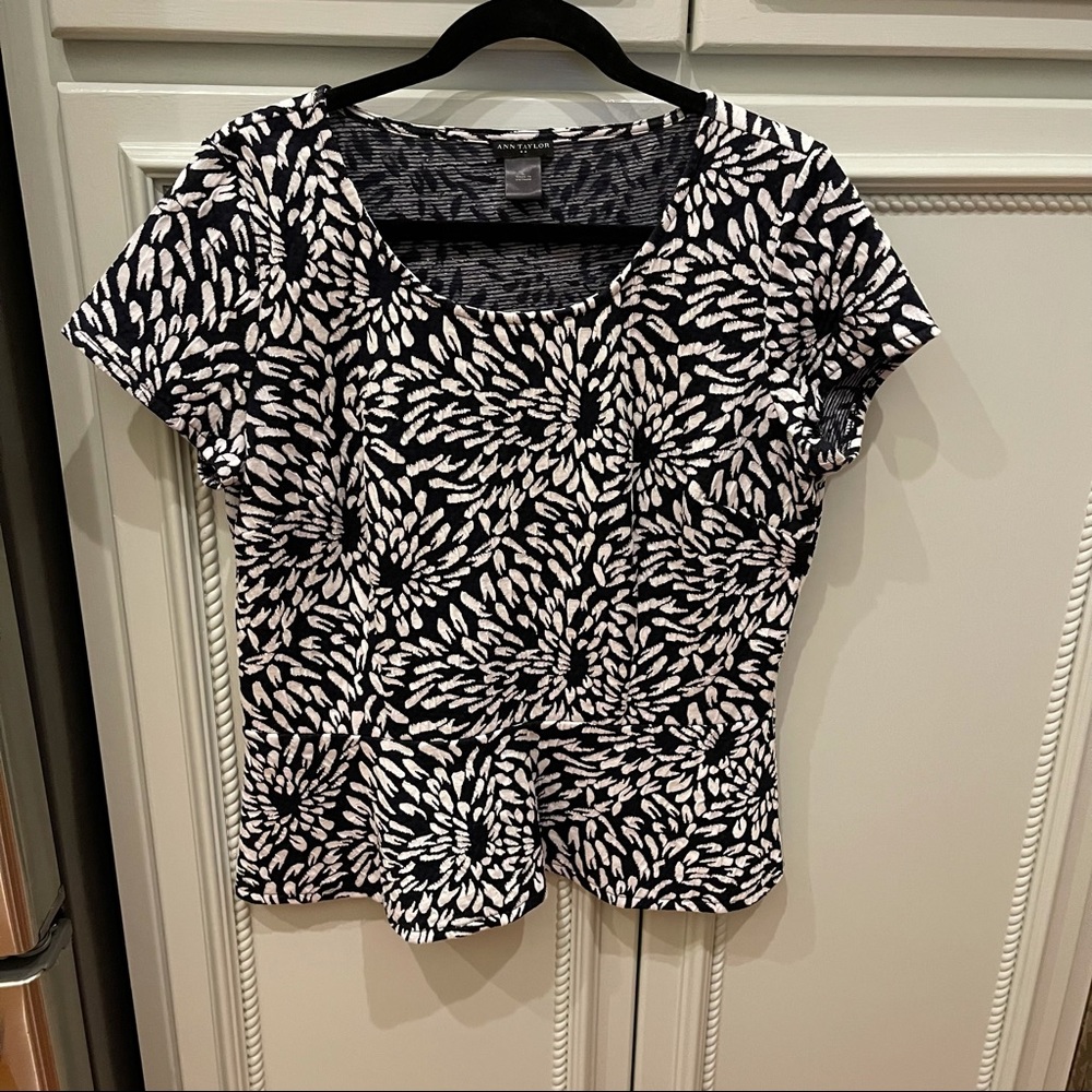 Ladies top blue and white Ann Taylor